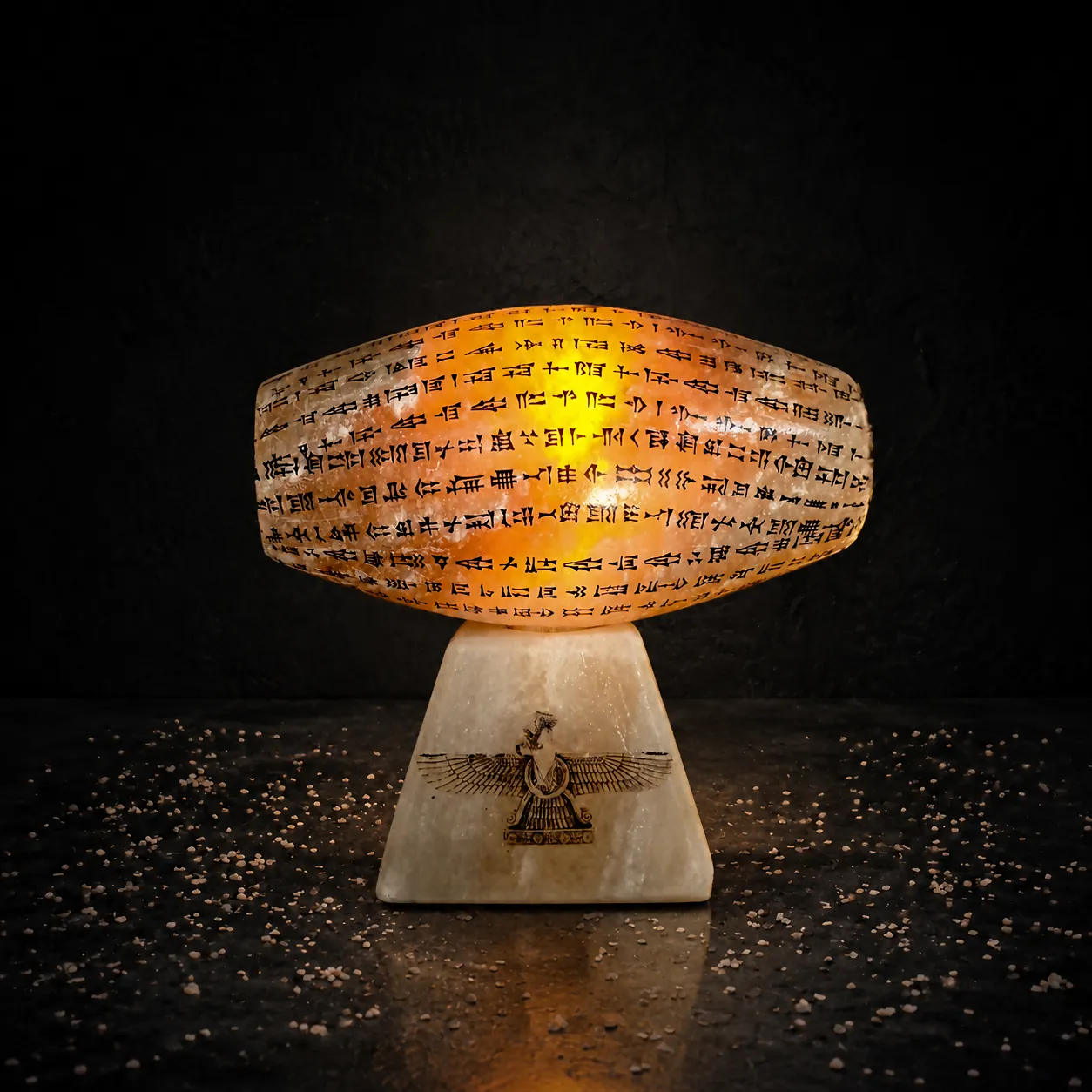 cyrus-cylinder-salt-lamp-noormaan-1 آباژور سنگ نمک منشور کوروش مدل هخامنش - Image 1