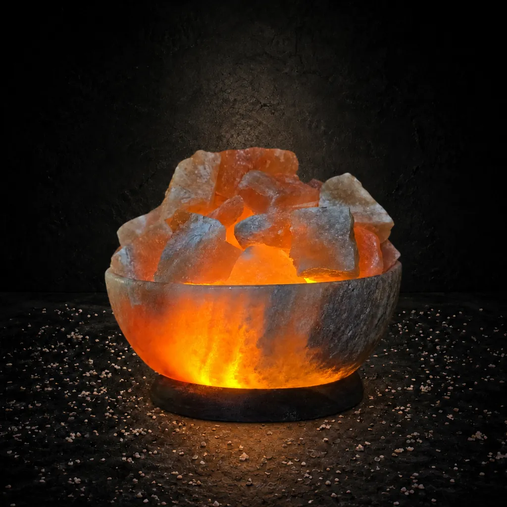 sang-namak-bowl-rock-lamp آباژور سنگ نمک کاسه دار مدل صخره - Image 1